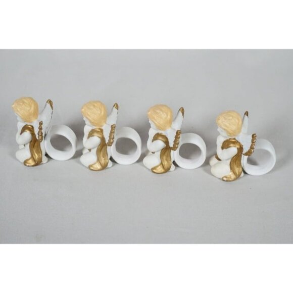 Vintage World Bazaar Hand Painted Porcelain Angel Napkin Rings ~ Set of 4 - Picture 7 of 10